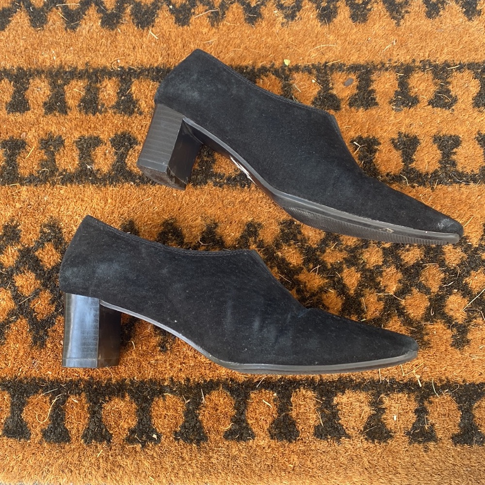 Dress Barn Booties Black Suede Heels size 7